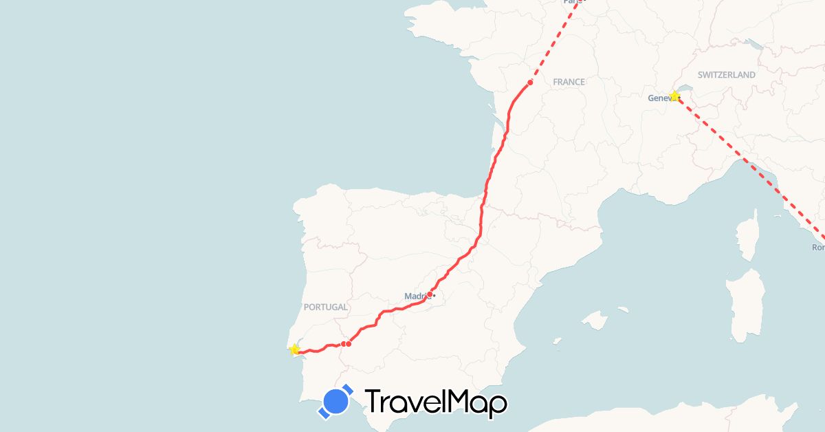 TravelMap itinerary: driving, hiking in Belgium, Switzerland, Czech Republic, Germany, Spain, France, United Kingdom, Greece, Italy, Portugal, Russia, Turkey (Asia, Europe)
